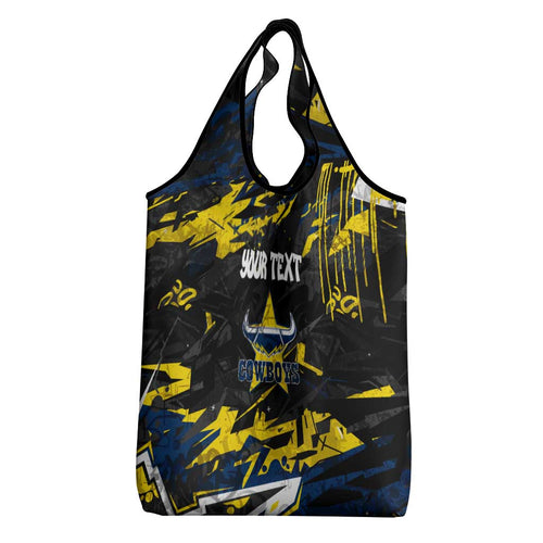Personalized North Queensland Cowboys Grocery Bag Graffiti Grunge Abstract Urban Street Style Design
