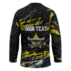 Personalized North Queensland Cowboys Hockey Jersey Graffiti Grunge Abstract Urban Street Style Design