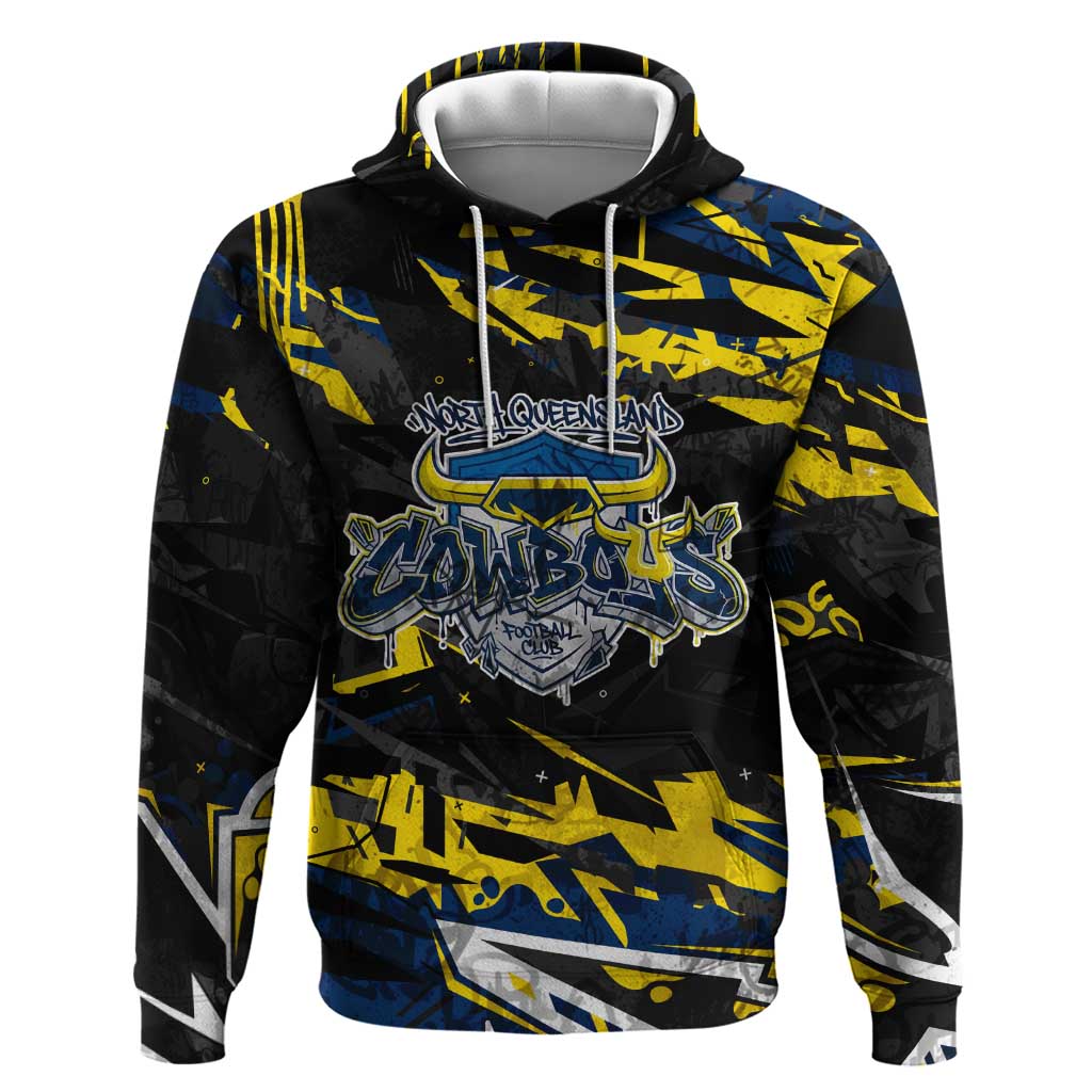 Personalized North Queensland Cowboys Hoodie Graffiti Grunge Abstract Urban Street Style Design