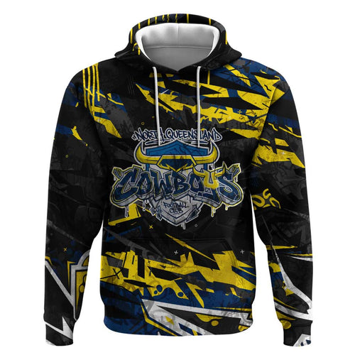 Personalized North Queensland Cowboys Hoodie Graffiti Grunge Abstract Urban Street Style Design