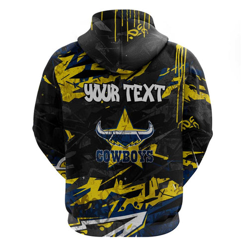 Personalized North Queensland Cowboys Hoodie Graffiti Grunge Abstract Urban Street Style Design