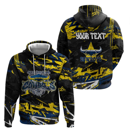 Personalized North Queensland Cowboys Hoodie Graffiti Grunge Abstract Urban Street Style Design