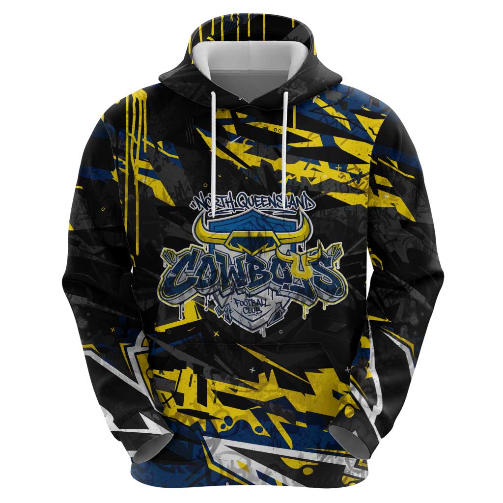 Personalized North Queensland Cowboys Hoodie Graffiti Grunge Abstract Urban Street Style Design