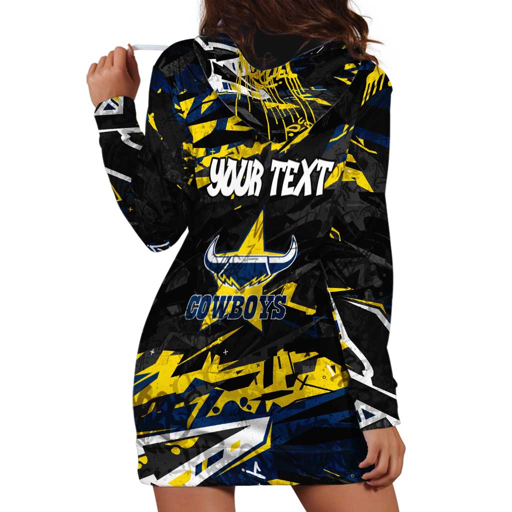 Personalized North Queensland Cowboys Hoodie Dress Graffiti Grunge Abstract Urban Street Style Design