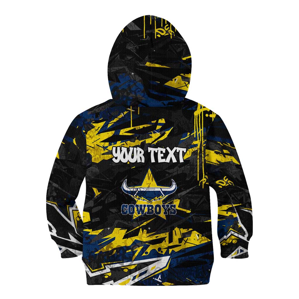 Personalized North Queensland Cowboys Kid Hoodie Graffiti Grunge Abstract Urban Street Style Design