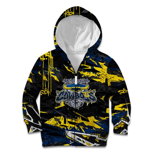 Personalized North Queensland Cowboys Kid Hoodie Graffiti Grunge Abstract Urban Street Style Design