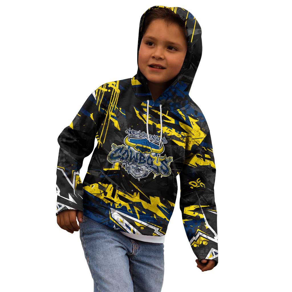 Personalized North Queensland Cowboys Kid Hoodie Graffiti Grunge Abstract Urban Street Style Design