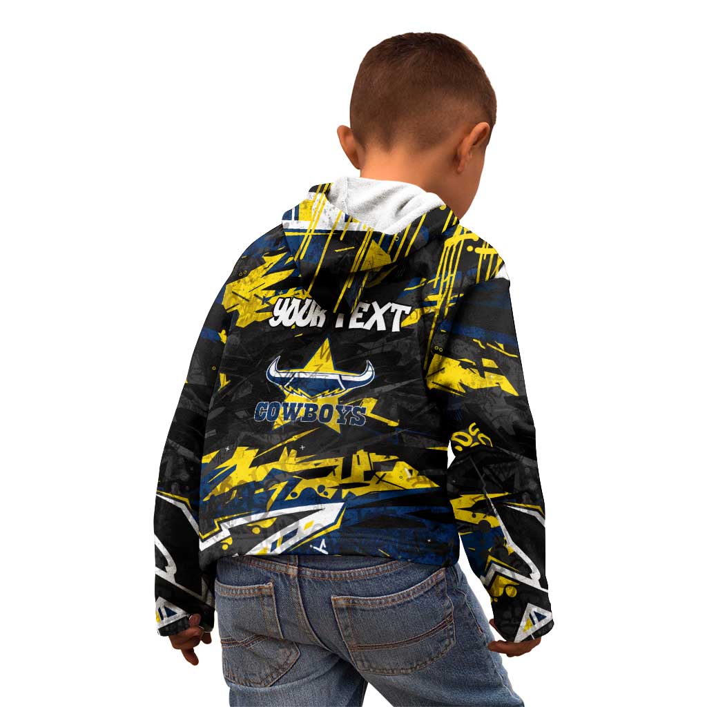 Personalized North Queensland Cowboys Kid Hoodie Graffiti Grunge Abstract Urban Street Style Design