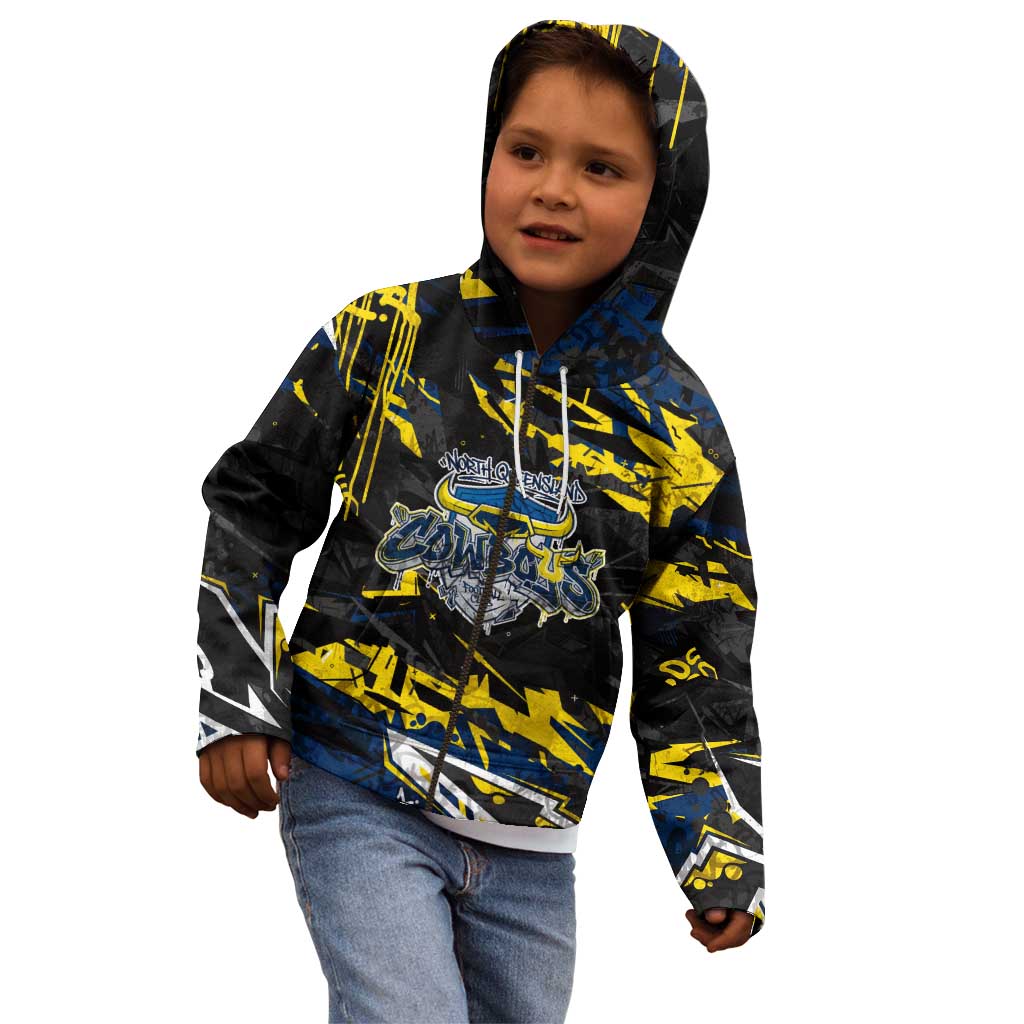 Personalized North Queensland Cowboys Kid Hoodie Graffiti Grunge Abstract Urban Street Style Design