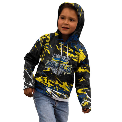 Personalized North Queensland Cowboys Kid Hoodie Graffiti Grunge Abstract Urban Street Style Design