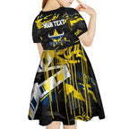 Personalized North Queensland Cowboys Kid Short Sleeve Dress Graffiti Grunge Abstract Urban Street Style Design