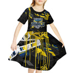 Personalized North Queensland Cowboys Kid Short Sleeve Dress Graffiti Grunge Abstract Urban Street Style Design