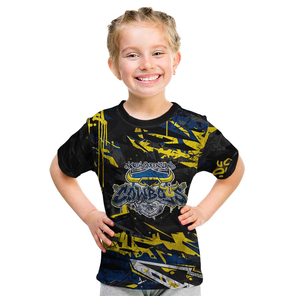 Personalized North Queensland Cowboys Kid T Shirt Graffiti Grunge Abstract Urban Street Style Design
