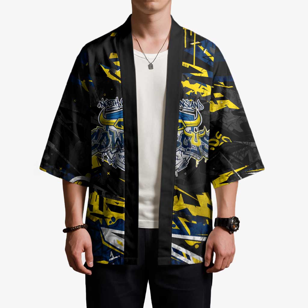 Personalized North Queensland Cowboys Kimono Graffiti Grunge Abstract Urban Street Style Design