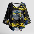 Personalized North Queensland Cowboys Kimono Sleeve Blouse Graffiti Grunge Abstract Urban Street Style Design