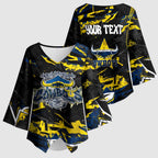 Personalized North Queensland Cowboys Kimono Sleeve Blouse Graffiti Grunge Abstract Urban Street Style Design
