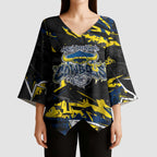 Personalized North Queensland Cowboys Kimono Sleeve Blouse Graffiti Grunge Abstract Urban Street Style Design