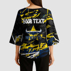 Personalized North Queensland Cowboys Kimono Sleeve Blouse Graffiti Grunge Abstract Urban Street Style Design