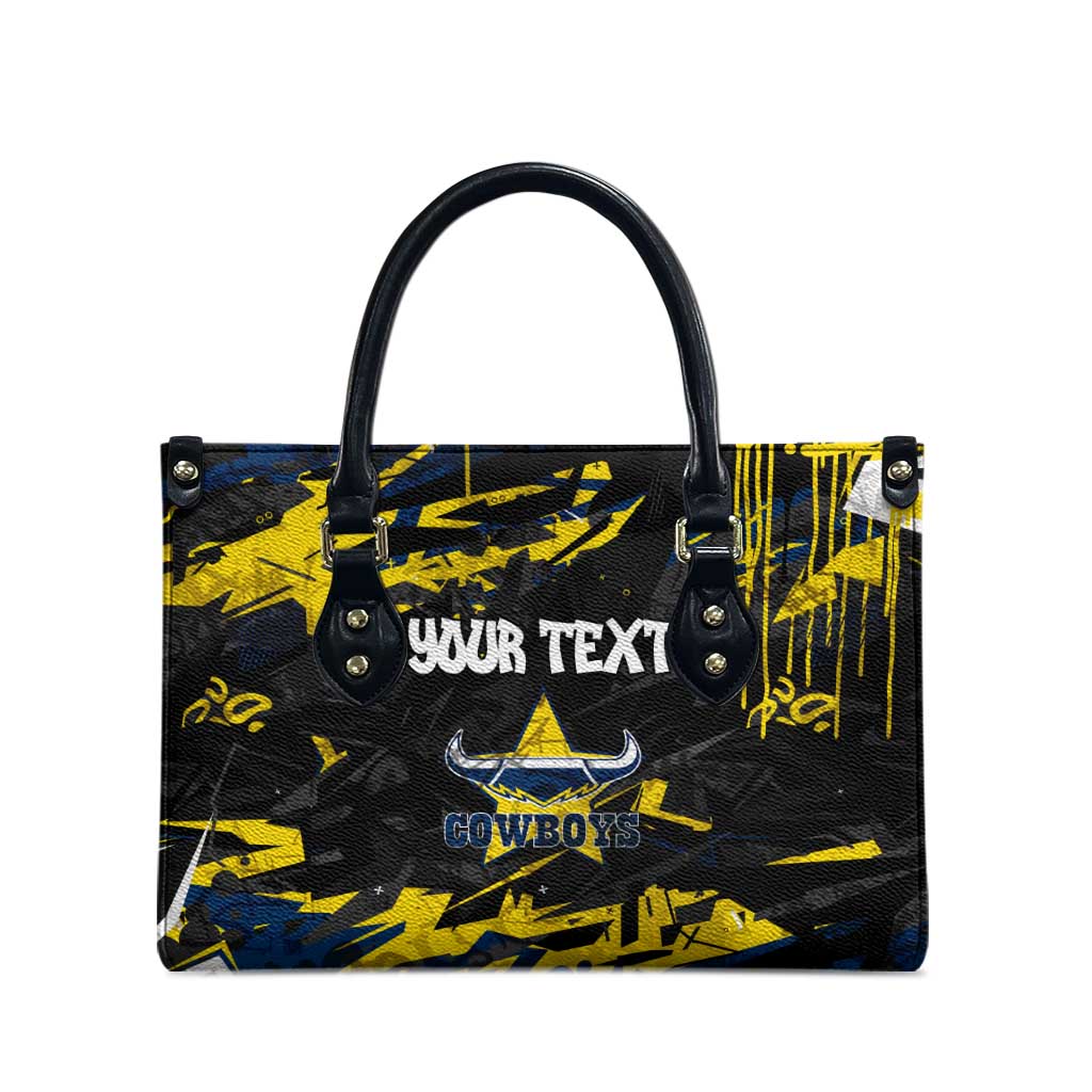 Personalized North Queensland Cowboys Leather Bag Graffiti Grunge Abstract Urban Street Style Design