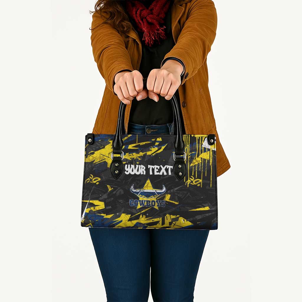 Personalized North Queensland Cowboys Leather Bag Graffiti Grunge Abstract Urban Street Style Design