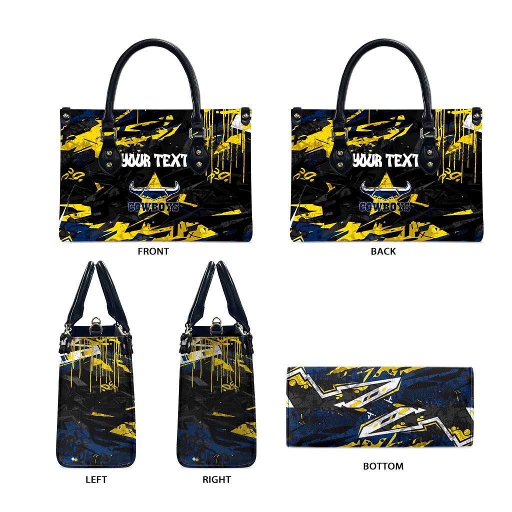 Personalized North Queensland Cowboys Leather Bag Graffiti Grunge Abstract Urban Street Style Design