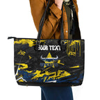 Personalized North Queensland Cowboys Leather Tote Bag Graffiti Grunge Abstract Urban Street Style Design