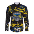 Personalized North Queensland Cowboys Long Sleeve Button Shirt Graffiti Grunge Abstract Urban Street Style Design