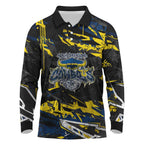 Personalized North Queensland Cowboys Long Sleeve Polo Shirt Graffiti Grunge Abstract Urban Street Style Design