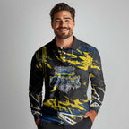 Personalized North Queensland Cowboys Long Sleeve Polo Shirt Graffiti Grunge Abstract Urban Street Style Design
