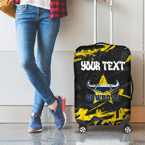 Personalized North Queensland Cowboys Luggage Cover Graffiti Grunge Abstract Urban Street Style Design