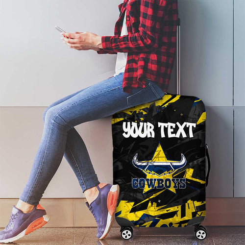 Personalized North Queensland Cowboys Luggage Cover Graffiti Grunge Abstract Urban Street Style Design