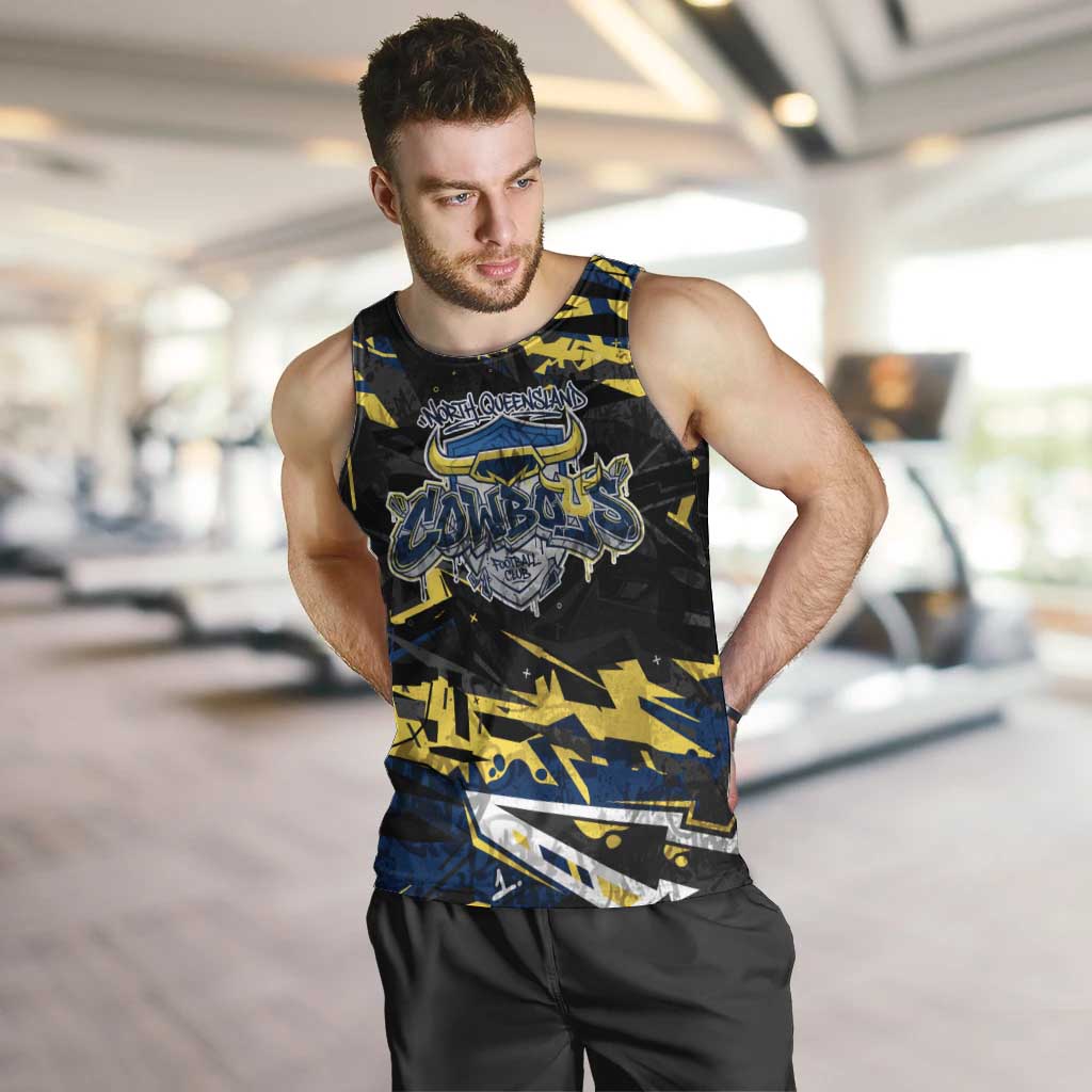Personalized North Queensland Cowboys Men Tank Top Graffiti Grunge Abstract Urban Street Style Design