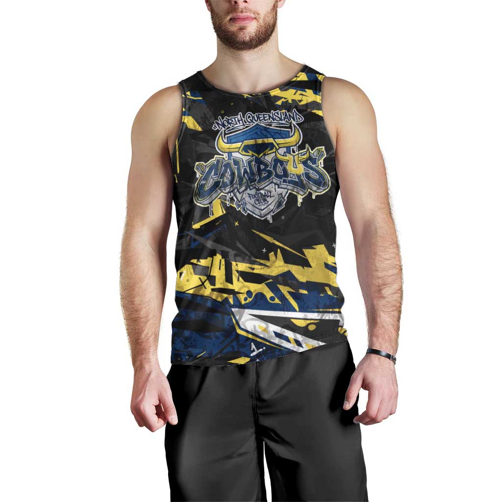 Personalized North Queensland Cowboys Men Tank Top Graffiti Grunge Abstract Urban Street Style Design