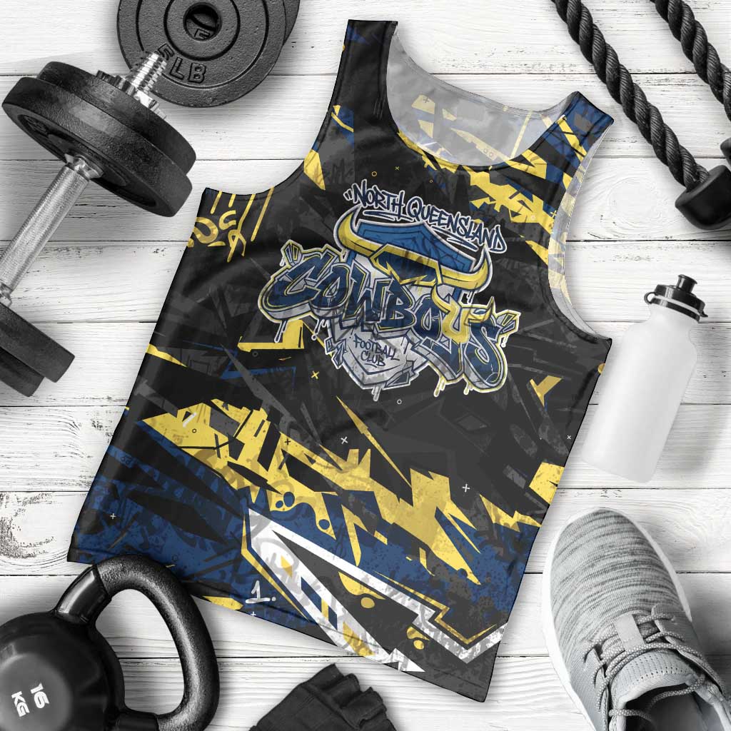 Personalized North Queensland Cowboys Men Tank Top Graffiti Grunge Abstract Urban Street Style Design
