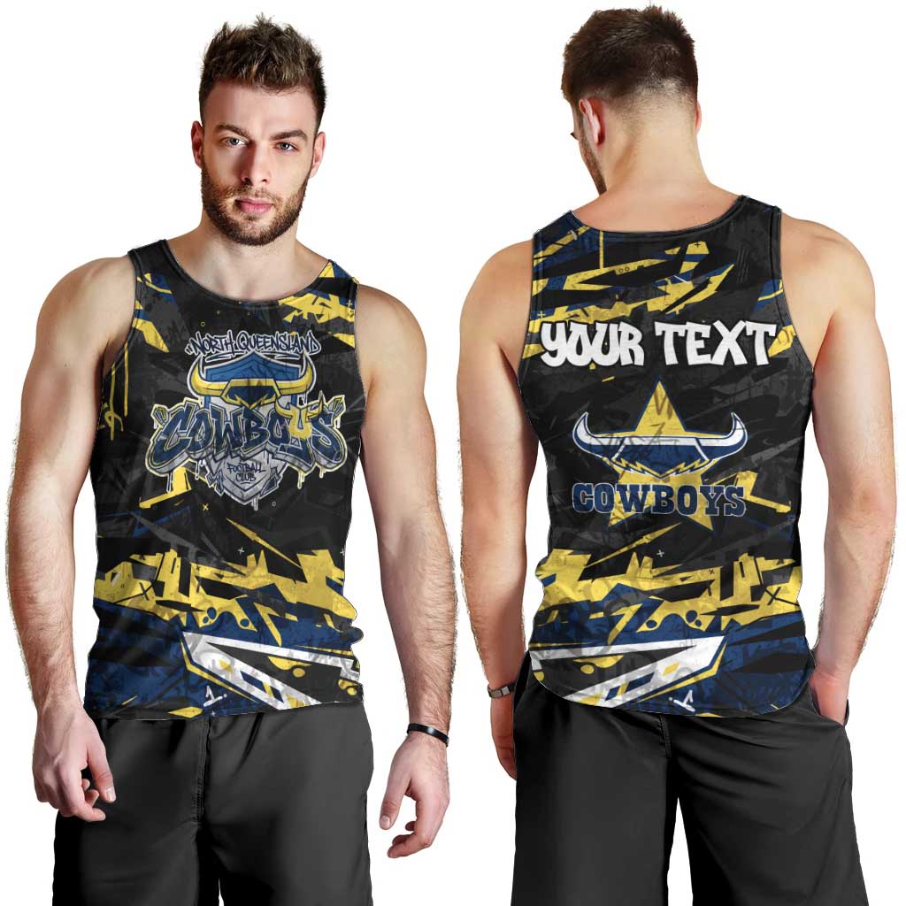 Personalized North Queensland Cowboys Men Tank Top Graffiti Grunge Abstract Urban Street Style Design