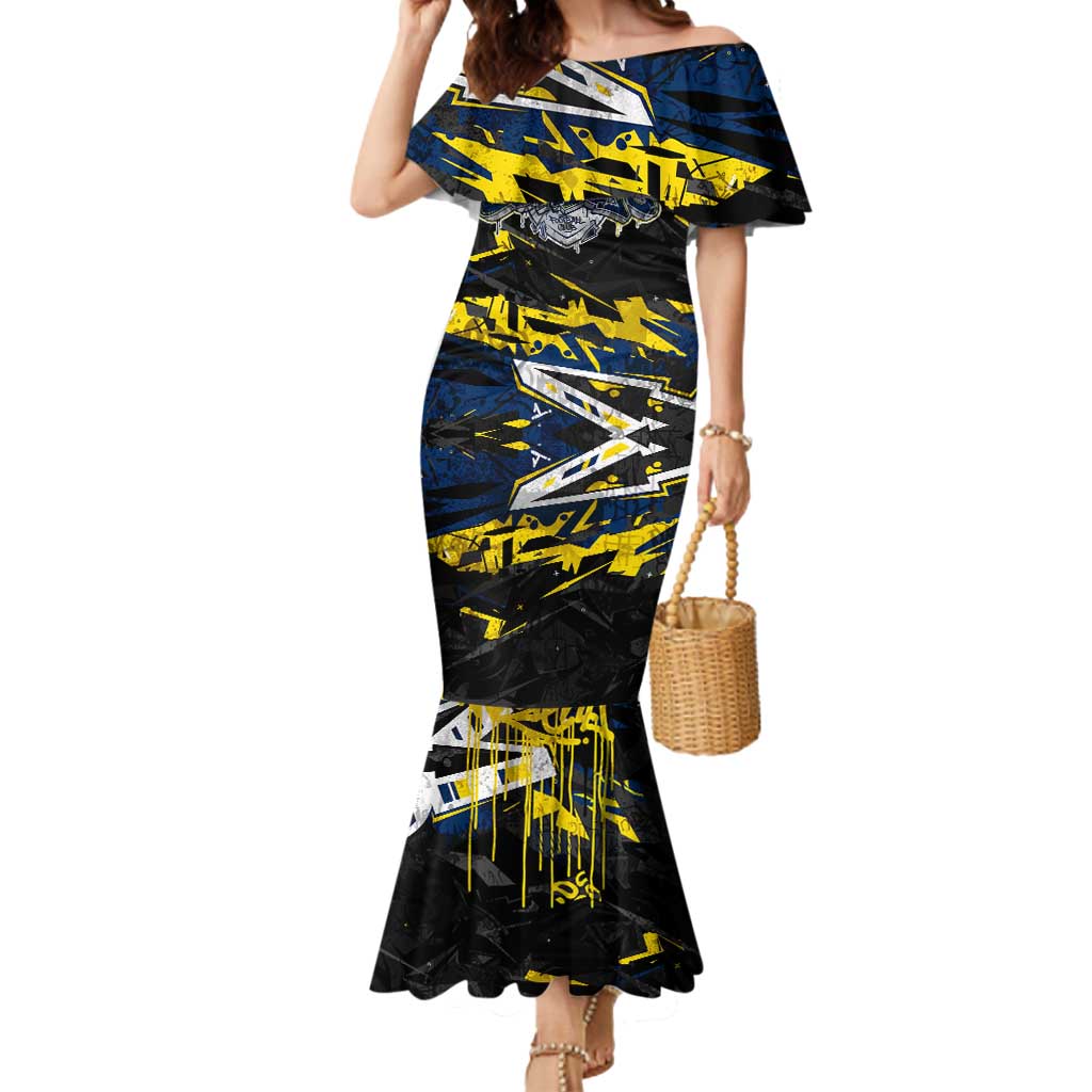 Personalized North Queensland Cowboys Mermaid Dress Graffiti Grunge Abstract Urban Street Style Design