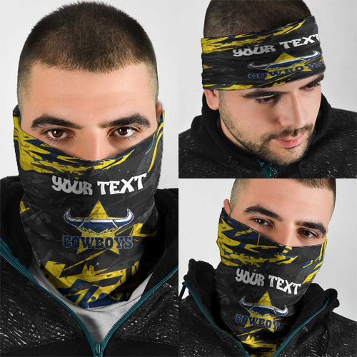 Personalized North Queensland Cowboys Neck Gaiter Graffiti Grunge Abstract Urban Street Style Design