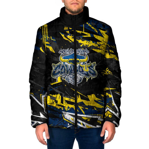 Personalized North Queensland Cowboys Padded Jacket Graffiti Grunge Abstract Urban Street Style Design
