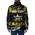 Personalized North Queensland Cowboys Padded Jacket Graffiti Grunge Abstract Urban Street Style Design