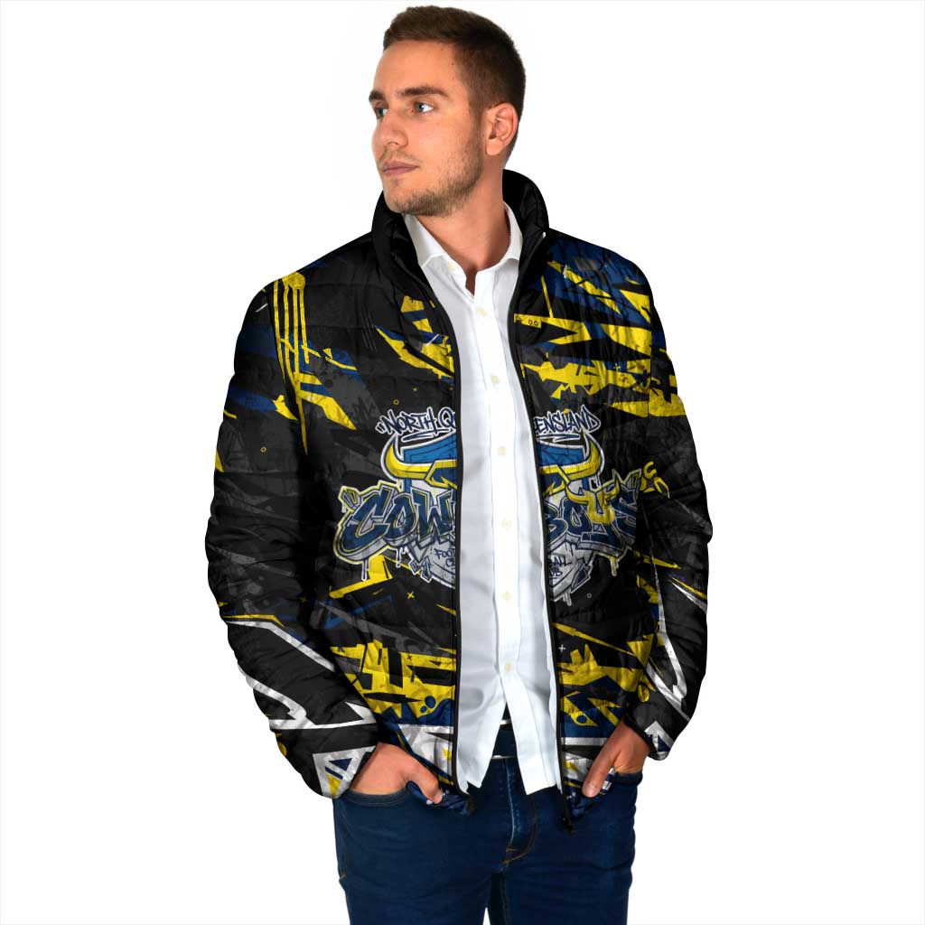 Personalized North Queensland Cowboys Padded Jacket Graffiti Grunge Abstract Urban Street Style Design