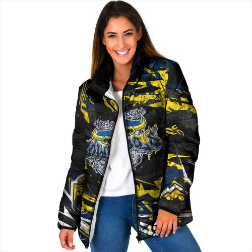 Personalized North Queensland Cowboys Padded Jacket Graffiti Grunge Abstract Urban Street Style Design