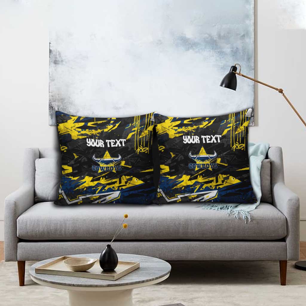 Personalized North Queensland Cowboys Pillow Cover Graffiti Grunge Abstract Urban Street Style Design