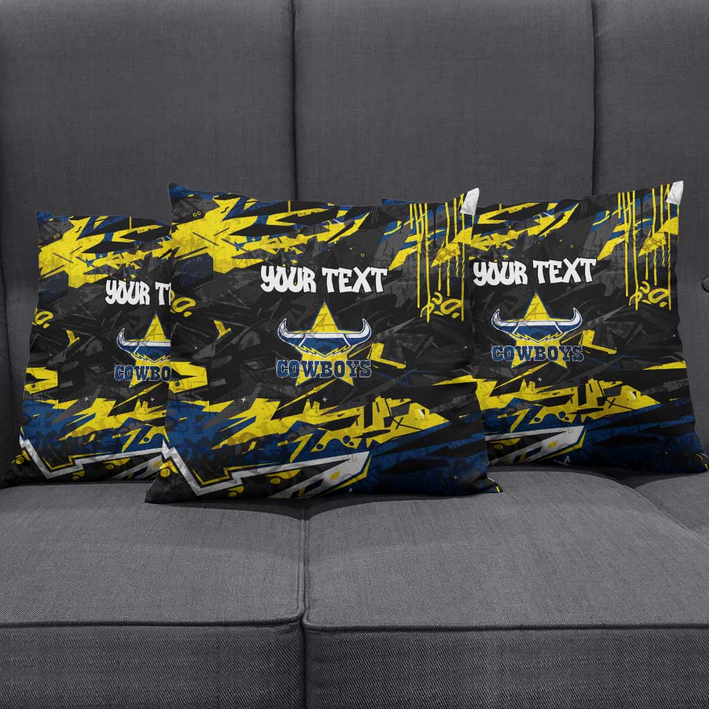 Personalized North Queensland Cowboys Pillow Cover Graffiti Grunge Abstract Urban Street Style Design