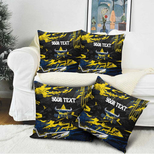 Personalized North Queensland Cowboys Pillow Cover Graffiti Grunge Abstract Urban Street Style Design