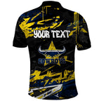 Personalized North Queensland Cowboys Polo Shirt Graffiti Grunge Abstract Urban Street Style Design