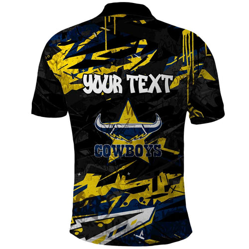 Personalized North Queensland Cowboys Polo Shirt Graffiti Grunge Abstract Urban Street Style Design