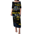 Personalized North Queensland Cowboys Puletasi Graffiti Grunge Abstract Urban Street Style Design