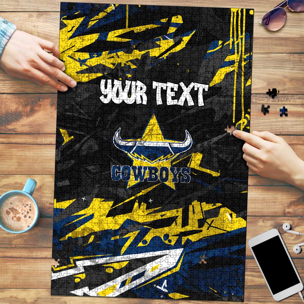 Personalized North Queensland Cowboys Puzzle Graffiti Grunge Abstract Urban Street Style Design