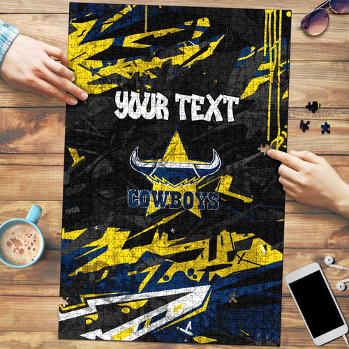 Personalized North Queensland Cowboys Puzzle Graffiti Grunge Abstract Urban Street Style Design