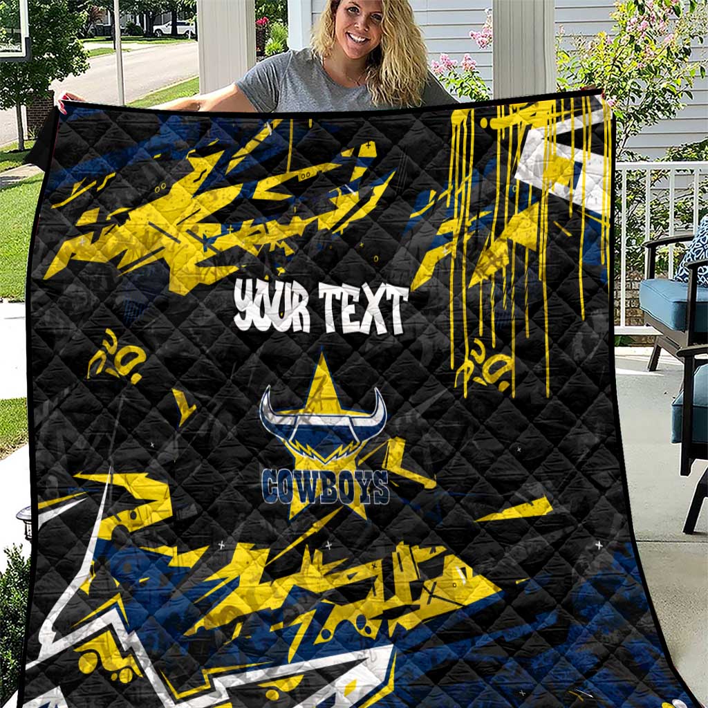 Personalized North Queensland Cowboys Quilt Graffiti Grunge Abstract Urban Street Style Design